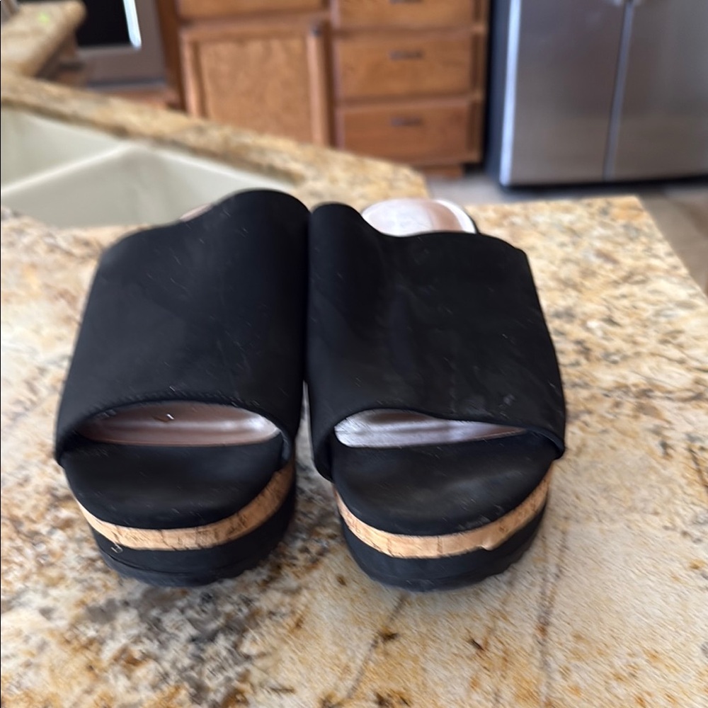 No Boundaries Black Mules with Platform Sole
